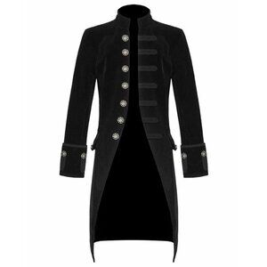 Men’s Velvet Renaissance Black Velvet Handmade Frock Coat Gothic Victorian